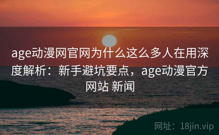age动漫网官网为什么这么多人在用深度解析：新手避坑要点，age动漫官方网站 新闻