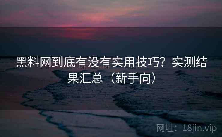 黑料网到底有没有实用技巧？实测结果汇总（新手向）